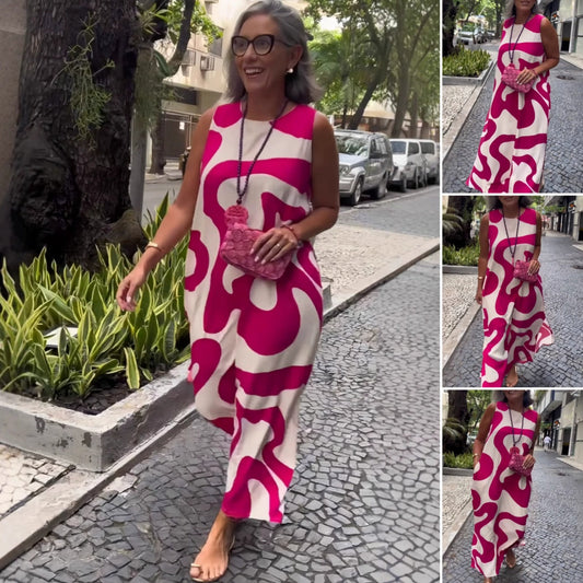 🔥Last Day Special Sale 49% OFF💃Round Neck Printed Sleeveless Casual Fashion Dresses