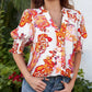 😍LAST DAY SALE 50% OFF-Special Price £11.99🎁☀️🌺Floral V-neck Puff Sleeve Blouse For Women