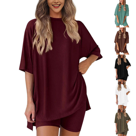 💕Last Day Promotion 49% OFF🔥Casual Oversized 2-Piece Lounge Set with Crewneck & Split Hem