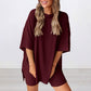 💕Last Day Promotion 49% OFF🔥Casual Oversized 2-Piece Lounge Set with Crewneck & Split Hem