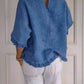 🎁Limited time 49% OFF⏳🎁Round Neck Ruffled Hem Mid-sleeve Cotton Top