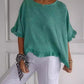 🎁Limited time 49% OFF⏳🎁Round Neck Ruffled Hem Mid-sleeve Cotton Top