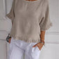 🎁Limited time 49% OFF⏳🎁Round Neck Ruffled Hem Mid-sleeve Cotton Top