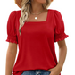 🎁49% OFF💝✨Women's Casual Square Neck Smocked Sleeve T-Shirt