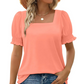 🎁49% OFF💝✨Women's Casual Square Neck Smocked Sleeve T-Shirt