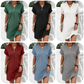 🔥Hot Sale 49% OFF💝✨Simple Solid Color V-Neck Short Sleeve Dress for Women