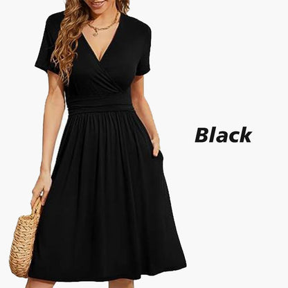 🎁Limited time 49% OFF⏳Women’s Elegant Solid-color V-neck Dress with Pockets
