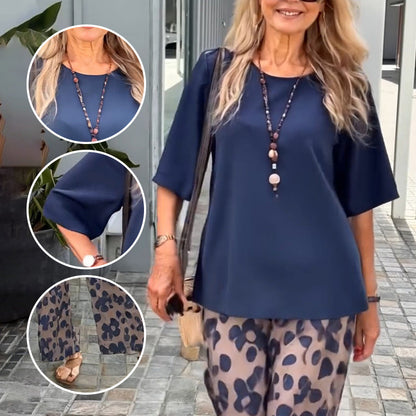 🎁Limited time 49% OFF⏳✨Women’s Round-Neck Tops ＆ Print Pants Two-Piece Set