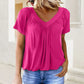 💖LAST DAY SALE 50% OFF💷✨Women's Casual Pleated V-Neck Short-Sleeve Top