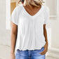 💖LAST DAY SALE 50% OFF💷✨Women's Casual Pleated V-Neck Short-Sleeve Top