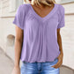 💖LAST DAY SALE 50% OFF💷✨Women's Casual Pleated V-Neck Short-Sleeve Top