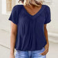 💖LAST DAY SALE 50% OFF💷✨Women's Casual Pleated V-Neck Short-Sleeve Top