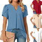 💖Summer HOT SALE 50% OFF💖Women's V-Neck Solid Color Short Sleeve Top