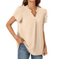 💖Summer HOT SALE 50% OFF💖Women's V-Neck Solid Color Short Sleeve Top