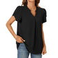 💖Summer HOT SALE 50% OFF💖Women's V-Neck Solid Color Short Sleeve Top