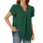 💖Summer HOT SALE 50% OFF💖Women's V-Neck Solid Color Short Sleeve Top