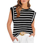 💥Last Day 50% OFF💝✨Women's Basic Fashion Casual Striped Sleeveless Vest T-Shirt