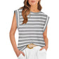 💥Last Day 50% OFF💝✨Women's Basic Fashion Casual Striped Sleeveless Vest T-Shirt
