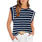 💥Last Day 50% OFF💝✨Women's Basic Fashion Casual Striped Sleeveless Vest T-Shirt