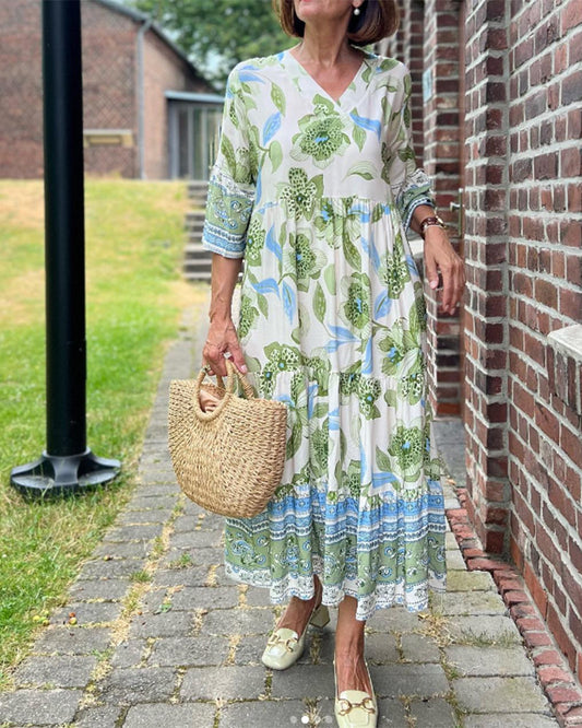 💥Last Day Special Sale 50% OFF💝✨Elegant V-neck floral dress
