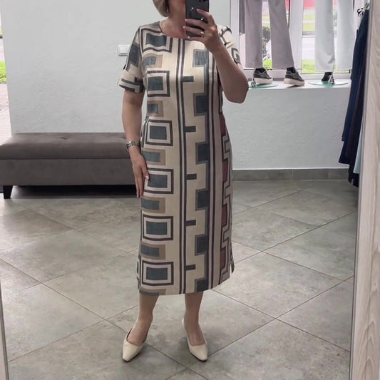 🔥Hot Sale 50% OFF💝✨Women's Casual Round-Neck Short-Sleeve Printed Dress