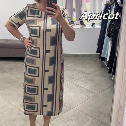 🔥Hot Sale 50% OFF💝✨Women's Casual Round-Neck Short-Sleeve Printed Dress