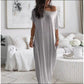 🔥💃Last Day Special Discount💃Women's Summer Casual Loose Solid Color Short-Sleeve Long Dress