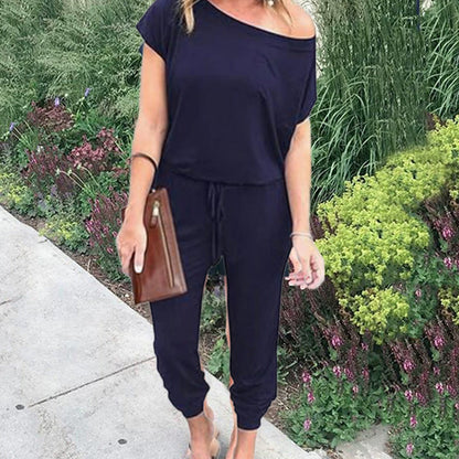 💥Last Day Special Sale 50% OFF💝👗Women's Off Shoulder Elastic Waist Stretchy Jumpsuit