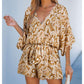 🔥Hot Sale 50% OFF💝✨Women's Summer Casual V-Neck Printed Jumpsuit with Waist Tie and Dolman Sleeves
