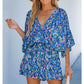 🔥Hot Sale 50% OFF💝✨Women's Summer Casual V-Neck Printed Jumpsuit with Waist Tie and Dolman Sleeves