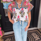 🎁Limited time 50% OFF⏳✨Women's Casual V-Neck Short Sleeve Printed Top