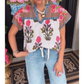 🎁Limited time 50% OFF⏳✨Women's Casual V-Neck Short Sleeve Printed Top
