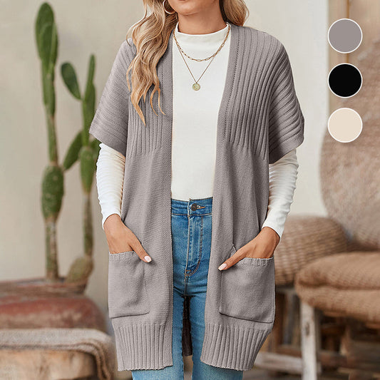 🔥Hot Sale 50% OFF💝✨Women's Short Sleeve Pleated Lightweight Open Front Cardigan