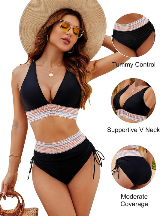 ✨LAST DAY SALE 50% OFF!!😉👙V-Neck Patchwork Bikini