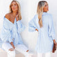 💐Buy 2 get 15% off💐Mid-length shirt with striped lapel and oversized drawdown sleeves
