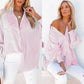 💐Buy 2 get 15% off💐Mid-length shirt with striped lapel and oversized drawdown sleeves