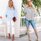 💐Buy 2 get 15% off💐Mid-length shirt with striped lapel and oversized drawdown sleeves