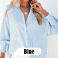💐Buy 2 get 15% off💐Mid-length shirt with striped lapel and oversized drawdown sleeves