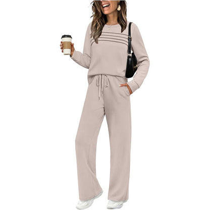 💓LAST DAY 50% OFF💓Women's Crew Neck Top & Drawstring Pants Set