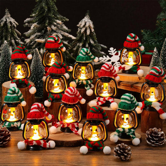 🎉2025 New Products Hot Sale🎁Christmas Decoration Mini Snowman Lantern with Hats and Scarves