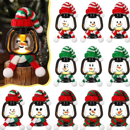 🎉2025 New Products Hot Sale🎁Christmas Decoration Mini Snowman Lantern with Hats and Scarves