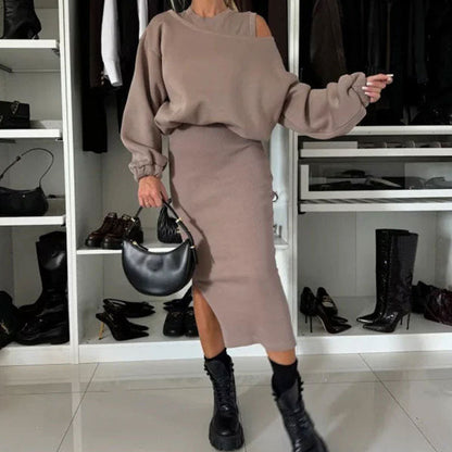 💃HOT SALE 49% OFF🍂🌟Chic & Cozy! Women's Sweatshirt + Sleeveless Dress 2-Piece Set