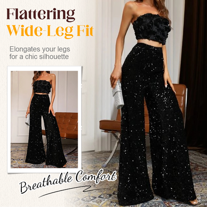 💖LAST DAY SALE 60% OFF💃Women’s Fashion Sequin Wide-Leg Pants