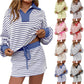 🔥LAST DAY SALE 60% OFF⚡50K+ SOLD!⚡Women's Striped Two-Piece Mini Skirt Set
