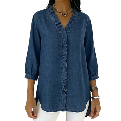 👚 50% OFF NOW! ✨ 2026 Women's Casual Ruffle V-Neck Shirt – Soft & Breathable, Flattering High-Low Hem & Effortless Style 🌸