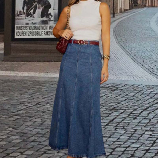 🔥Spring Limited Sale 50% Off!!✨Women's High-Waist A-Line Denim Maxi Skirt💞