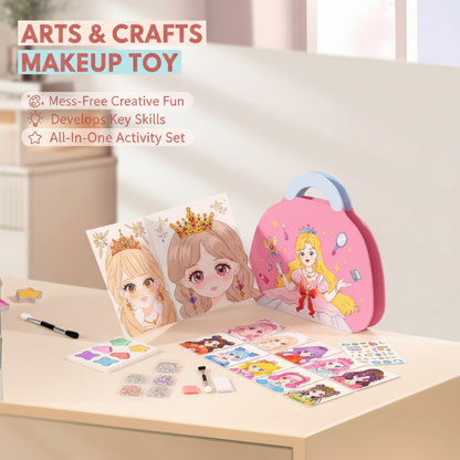 👑LAST DAY SALE ONLY ￡11.99!! 🎨 Princess Makeup & Diamond Painting Craft Kit – Mess-Free Paper Play, Realistic Fun for Girls ✨