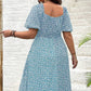 💃Summer Hot Sale-49% OFF💗Women's Plus Size Short Sleeve Split Floral Print Dress