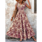 🏖️Summer Cool Deal: 49% OFF!!💃Women’s V-Neck Smocked Floral Maxi Dress – Lightweight Cotton Blend, Summer Essential