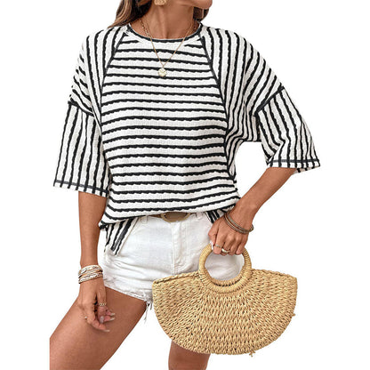 🔥HOT SALE 50% OFF✨Women's Striped Relaxed Fit T-Shirt